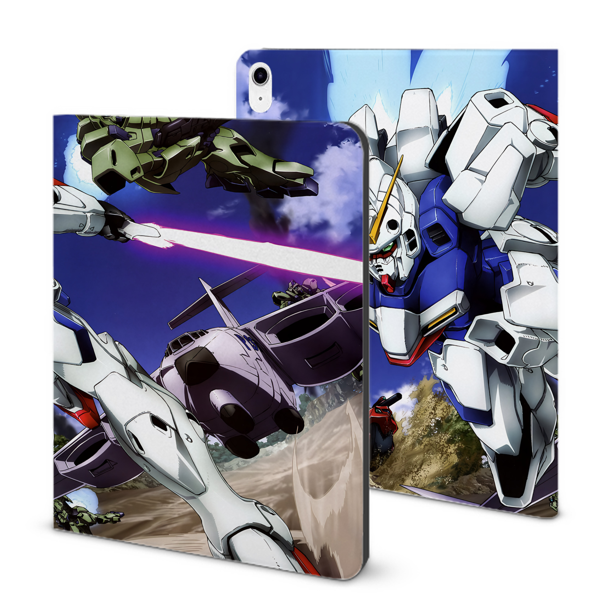 （画像用） 機動戦士ガンダム Mobile Suit Gundam IPad ケース ブック型 PUレザー TPU 耐衝撃 軽量 薄型 ペン収納なし 全面保護 IPad 各モデル対応